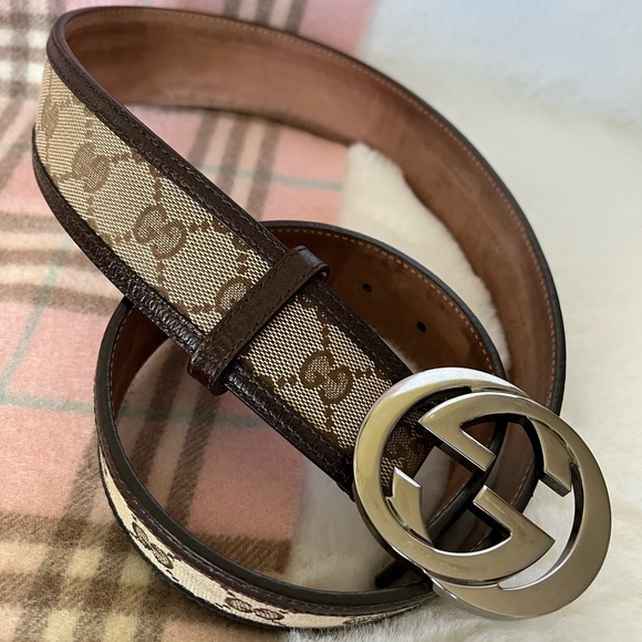 Authentic Gucci Monogram Canvas and Leather Belt size 85 - Picture 3 of 9
